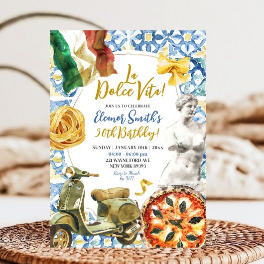 Invitation La Dolce Vita Dîner Italien Thème Anniversaire Adu