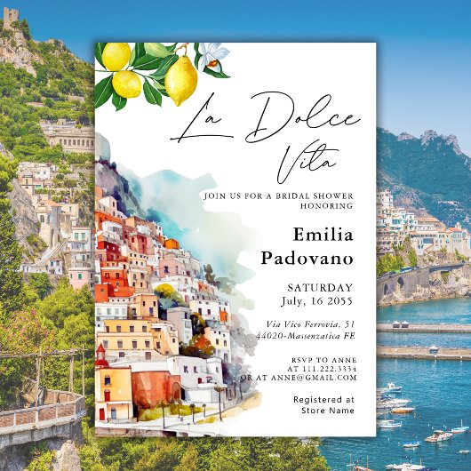 Invitation La Dolce Vita Été Fête des mariées italienne