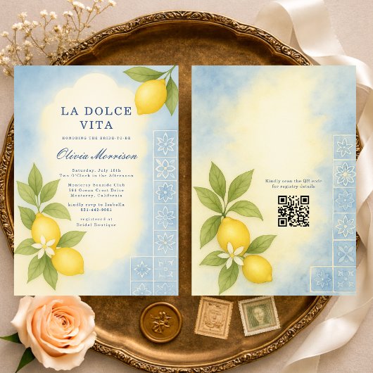 Invitation La Dolce Vita Italian QR Code Bridal Shower