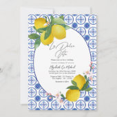 Invitation La Dolce Vita Italien Citron Carreaux Mariage QR C (Devant)