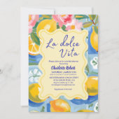 Invitation La dolce vita Italienne Citron Douche nuptiale (Devant)