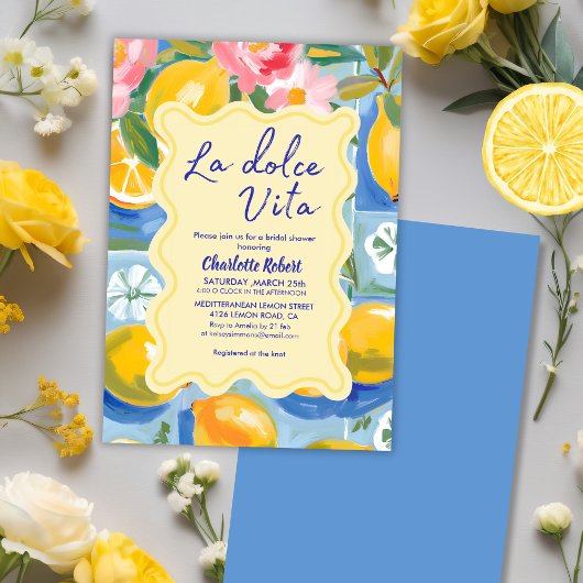 Invitation La dolce vita Italienne Citron Douche nuptiale