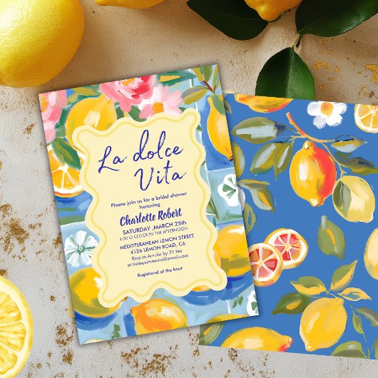 Invitation La dolce vita Italienne Citron été Douche nuptiale