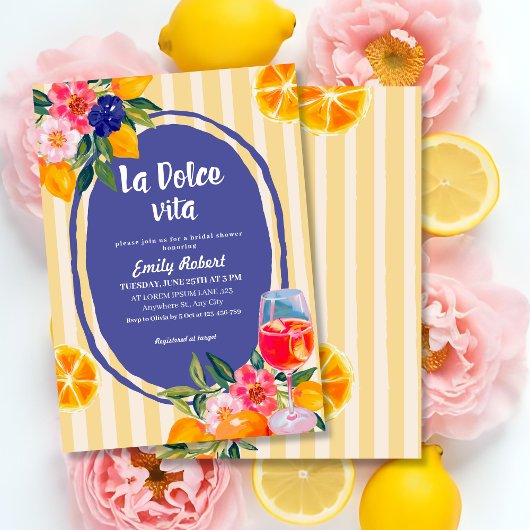 Invitation La Dolce Vita Italienne Citron Fête des mariées Fl