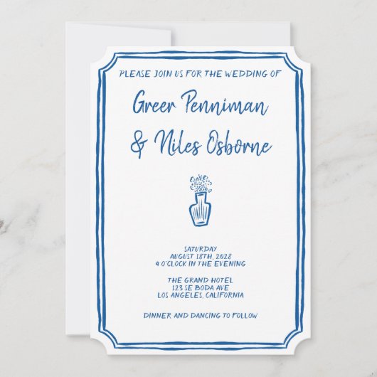 Invitation La Dolce Vita italienne Mariage bleu (Devant)