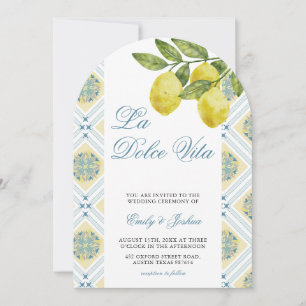 Invitation La Dolce Vita Lemon Arc Mariage italien
