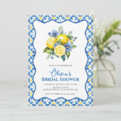 Invitation La Dolce Vita Lemon Fête des mariées fleurie (Debout devant)