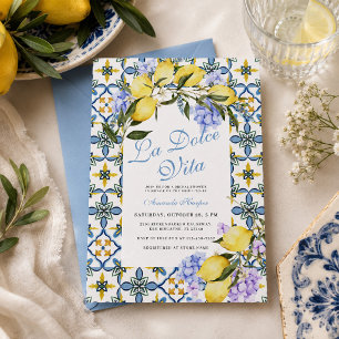 Invitation La Dolce Vita Lemon Italie Carreaux Bleus Enterrem