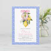 Invitation La Dolce Vita Lemon Pink Bow Baby shower (Debout devant)