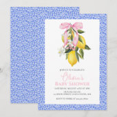 Invitation La Dolce Vita Lemon Pink Bow Baby shower (Devant / Derrière)
