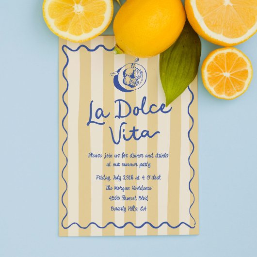 Invitation La Dolce Vita Lemons Fête d'été italienne