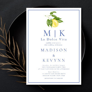 Invitation La Dolce Vita Orange et Mariage classique bleu