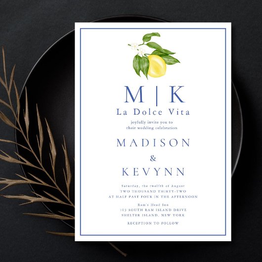 Invitation La Dolce Vita Orange et Mariage classique bleu