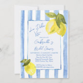 Invitation La Dolce Vita rayures bleues citrons douche nuptia (Devant)