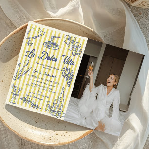Invitation La Dolce Vita Yellow Stripes Fête des mariées ital