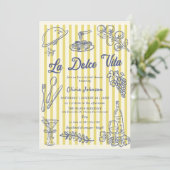Invitation La Dolce Vita Yellow Stripes Italian Bridal Shower (Debout devant)