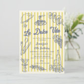 Invitation La Dolce Vita Yellow Stripes Italian Dinner Party  (Debout devant)