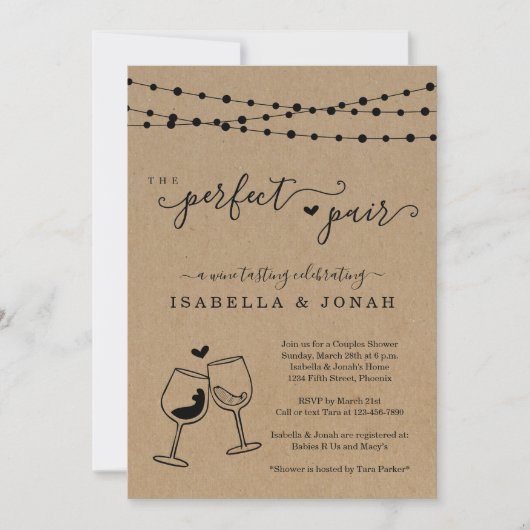 Invitation La douche de couple pour déguster le vin parfait (Devant)