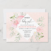 Invitation La douche douce de bébé florale rougissent verdure (Devant)