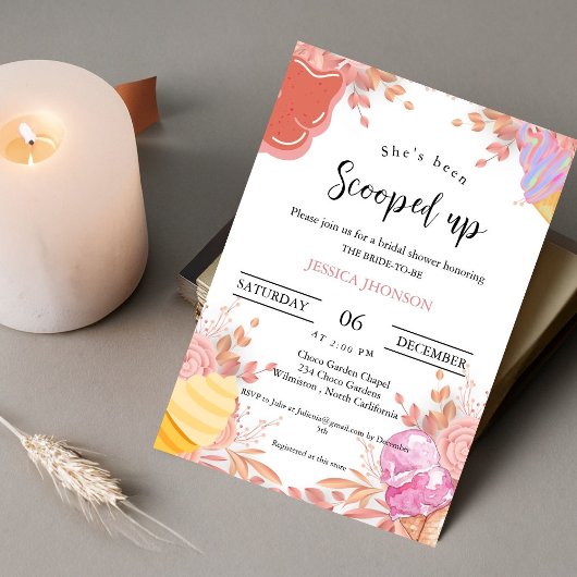 Invitation La douche nuptiale à la crème glacée, elle a été s
