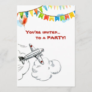 Invitation La ?ère fois de fête d'anniversaire d'avion