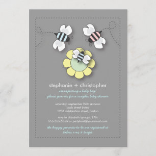 Invitation La famille heureuse d'abeille couple le baby