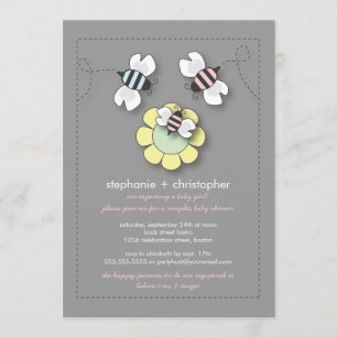 Invitation La famille heureuse d'abeille couple le baby