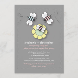 Invitation La famille heureuse d'abeille couple le baby