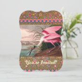 Invitation La faune des oiseaux d'Audubon de Spoonbill Roseat (Debout devant)