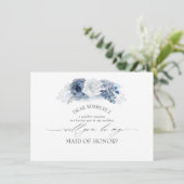 Invitation La femme d'honneur Florale bleue / Proposition de  (Debout devant)