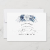 Invitation La femme d'honneur Florale bleue / Proposition de  (Devant)