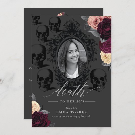 Invitation La fête "À bas mes 20 ans" (Devant / Derrière)