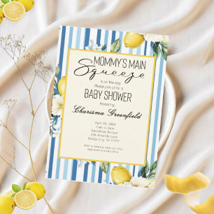 Invitation La Fête Bébé Garçon Citron Bleu de La Prune de Mam
