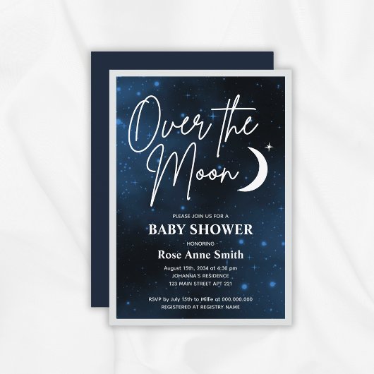 Invitation La fête céleste du Baby shower de la Lune