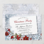 Invitation La Fête chrétienne de Red Poinsettia (Devant / Derrière)