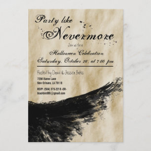 Invitation La fête comme l'Halloween de la Raven Wing