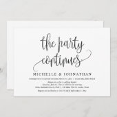 Invitation La Fête Continue, Célébration de Mariage en Intime (Devant / Derrière)