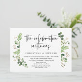 Invitation La fête continue, mariage intime (Debout devant)