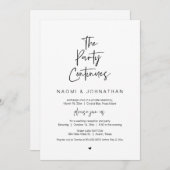 Invitation La Fête Continue, Mariage Intime Noir (Devant / Derrière)