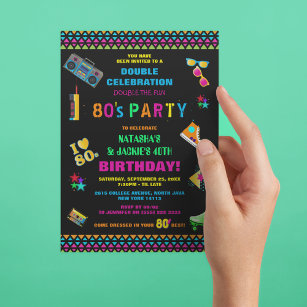 Invitation La fête d'anniversaire conjointe de Neon 80