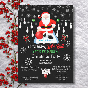 Invitation La fête de bowling du Père Noël de Noël