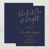 Invitation La fête de fin d'études de script doré brillant av (Devant / Derrière)