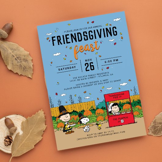Invitation La fête de Friendsgiving de Charlie Brown et ses a