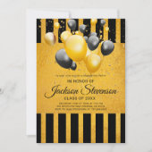 Invitation La fête de graduation Gold sur le noir (Devant)