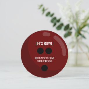 Invitation La fête de la retraite "Bowl !" Boule rouge de Bow