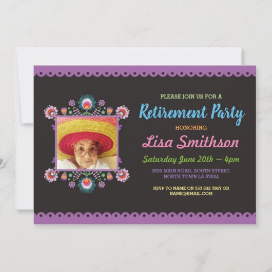 Invitation La fête de la retraite Fiesta Florale mexicaine (Devant)