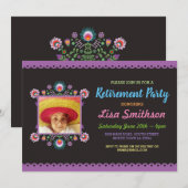 Invitation La fête de la retraite Fiesta Florale mexicaine (Devant / Derrière)