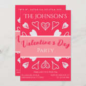 Invitation La fête de la Saint Valentin rose (Devant / Derrière)