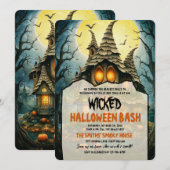 Invitation La fête de la sorcière d'Halloween (Devant / Derrière)