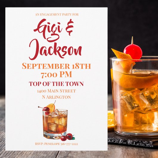 Invitation La Fête de l'Engagement encourage le vieux cocktai